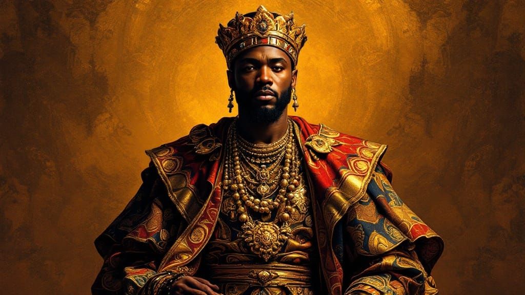 African Royalty in Afrocentric Attire, in Grandiose Style