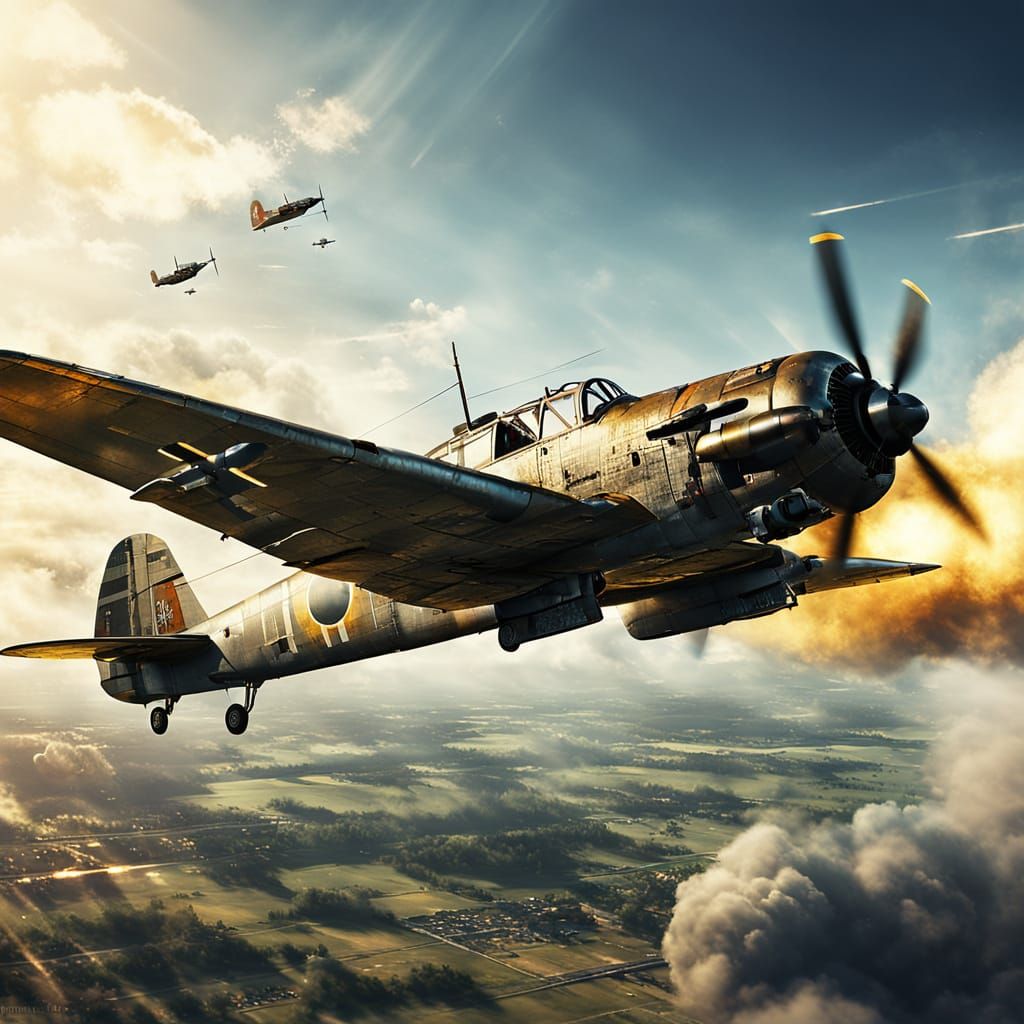 Stuka Bomber Diving: WW2 Aerial Warfare in Digital Art