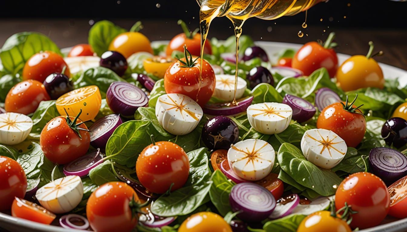 Apple Cider Vinegar Drizzle on Fresh Italian Salad