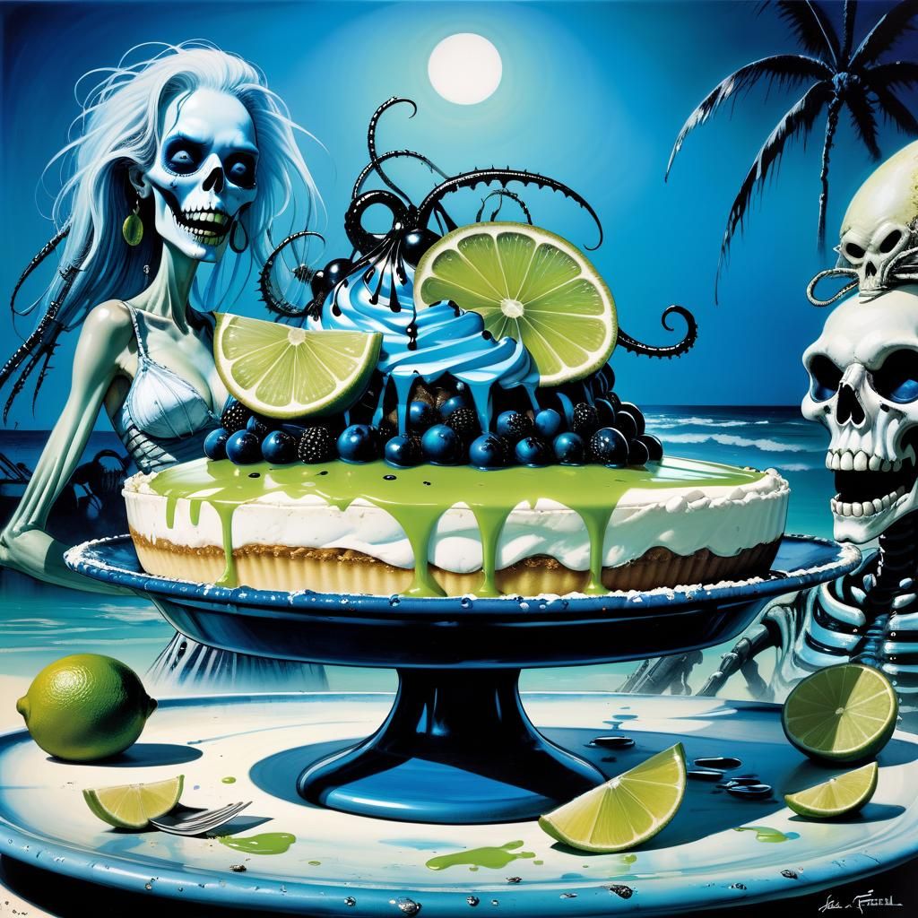 Surreal Blue Dessert Girl in Burtonesque Style