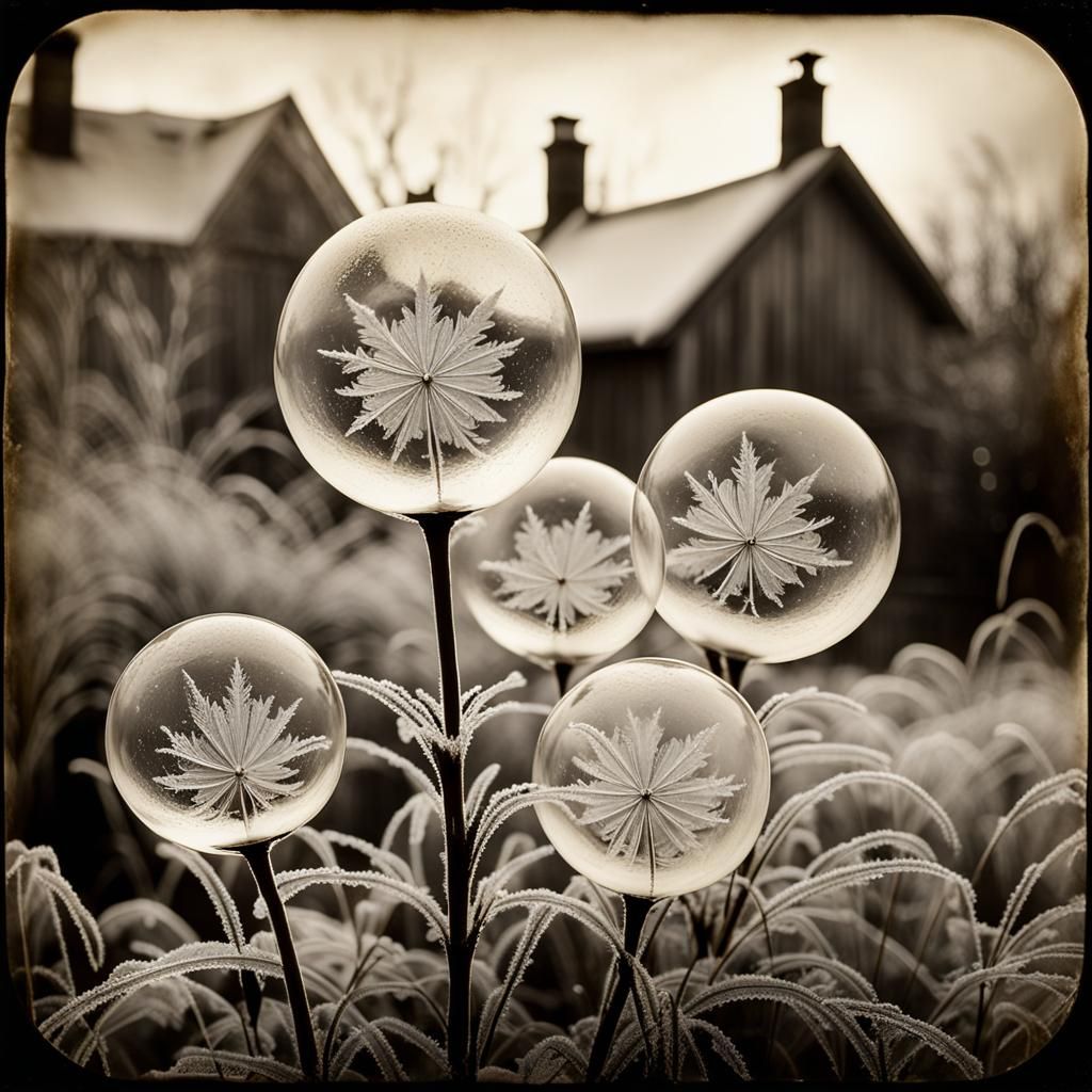 Frozen Soap Bubbles in Sepia, Wet Plate Style