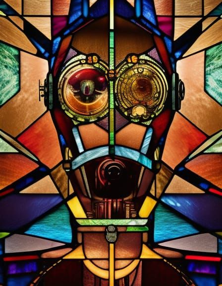 Cyberpunk Man: Bauhaus Poster with Steampunk Elements