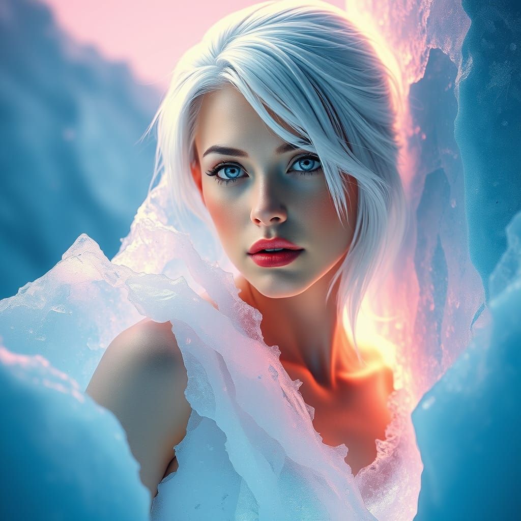 Ethereal Goddess Transforms Amidst Frosty Realms