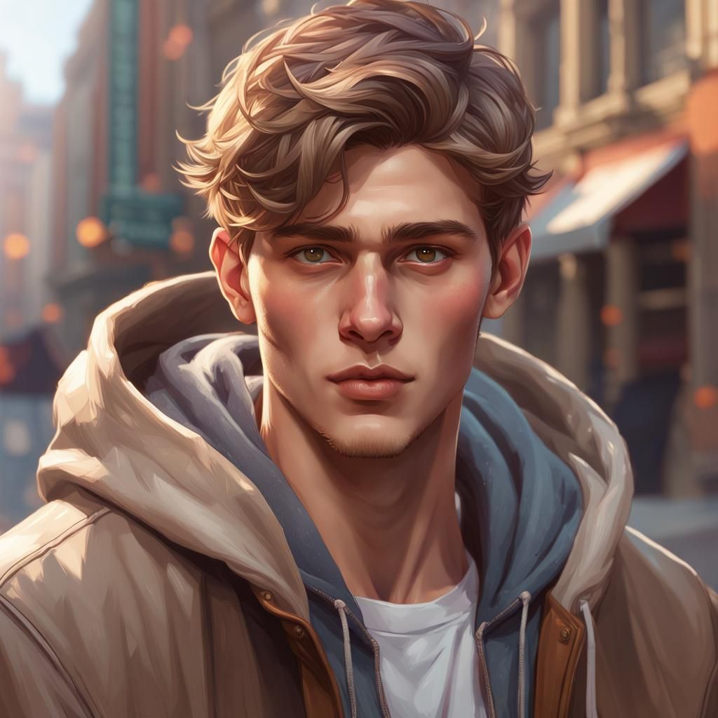 College Student Portrait in Hyperdetailed Digital Art Style