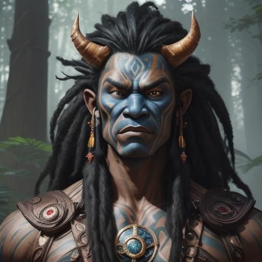 Tribal Troll Warrior in Fantasy Realm