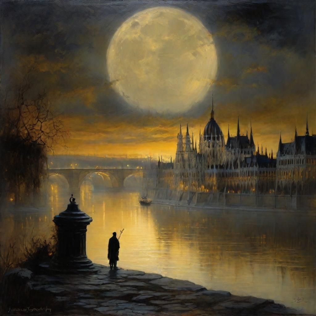 Moonlit Figure in Budapest: a Royo-Inspired Fantasy
