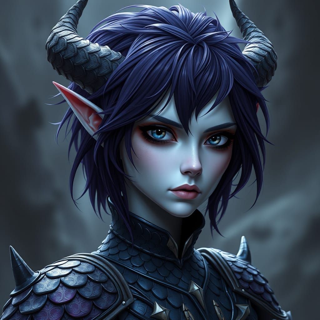 Dark Elf Warrior in Dragon Scale Armor