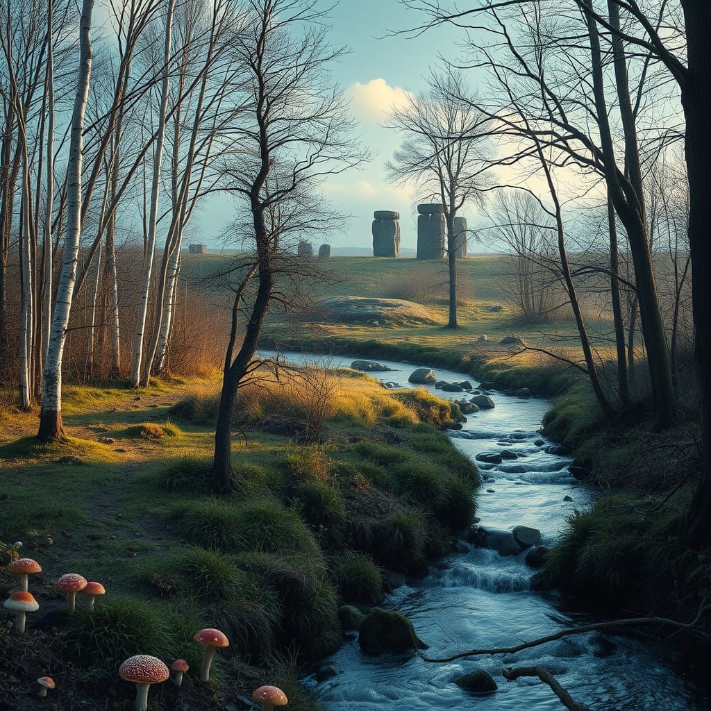 Mystical Celtic Landscape with Standing Stones