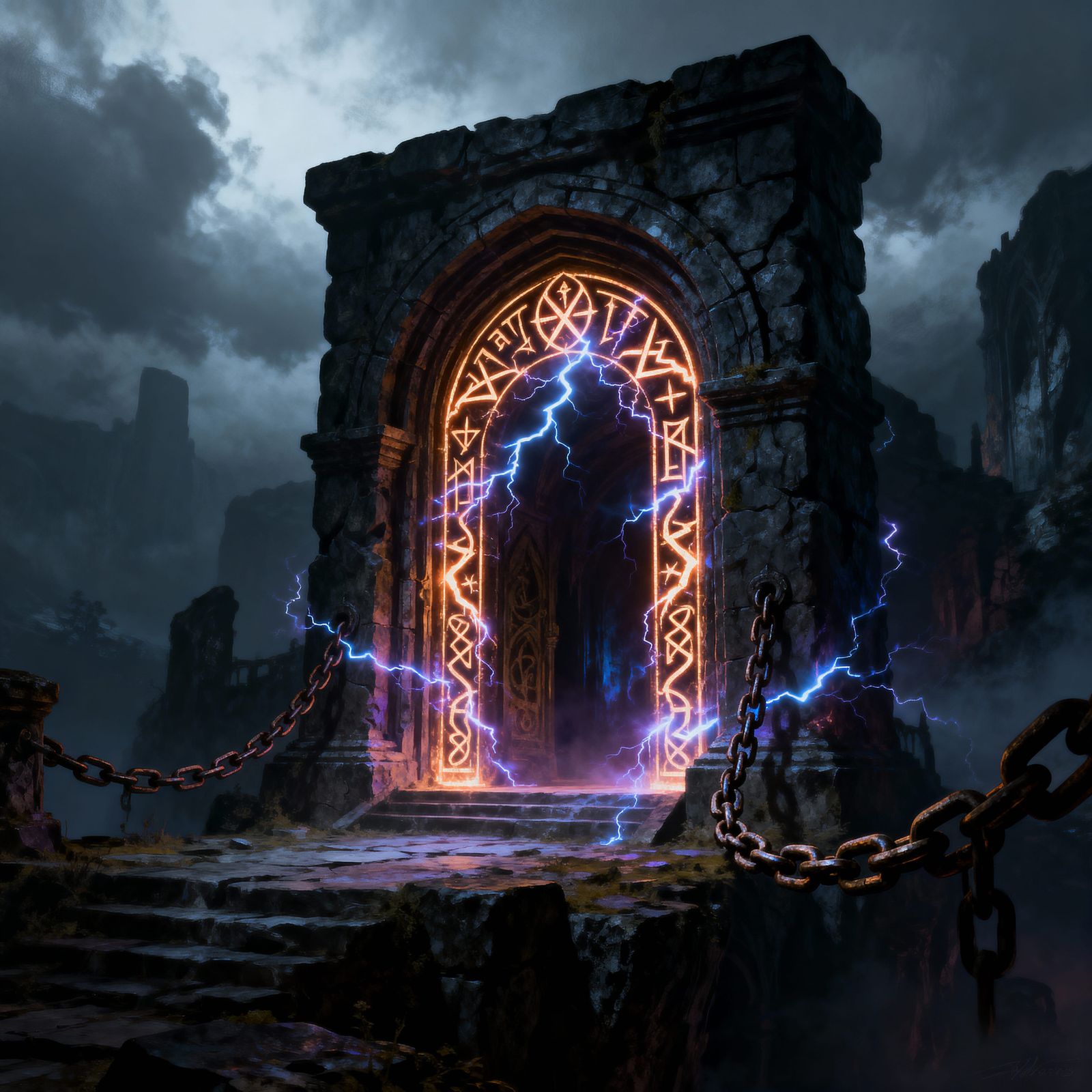 Dark Archmage Lair Entrance with Glowing Runes