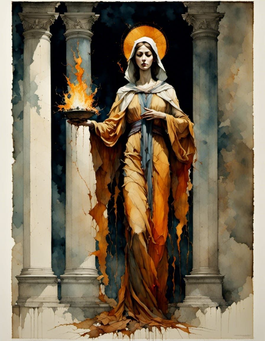Byzantine High Priestess with Flames