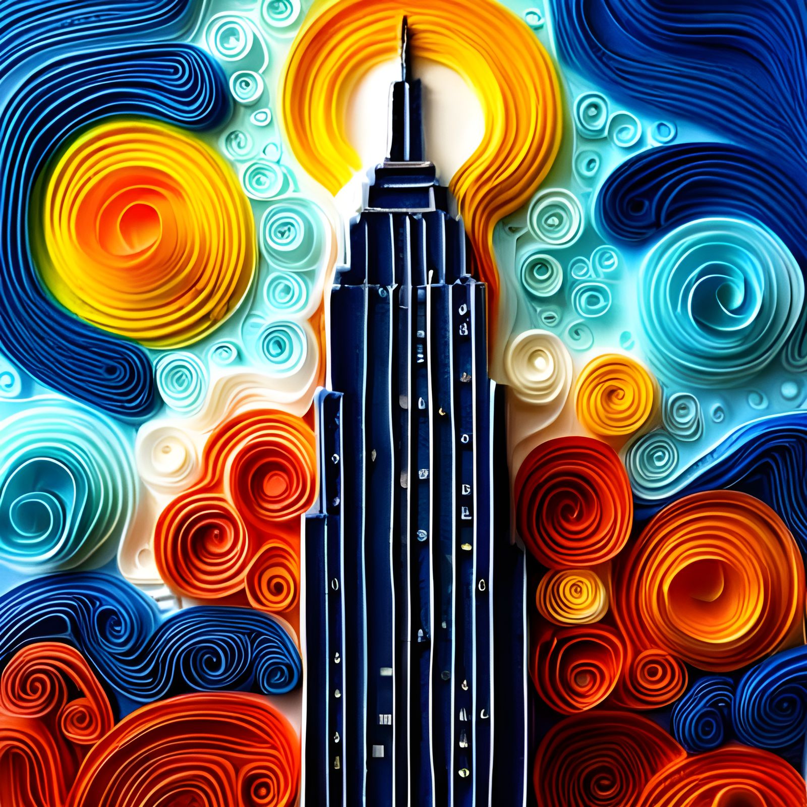 Empire State Building in Paper Quilling Style