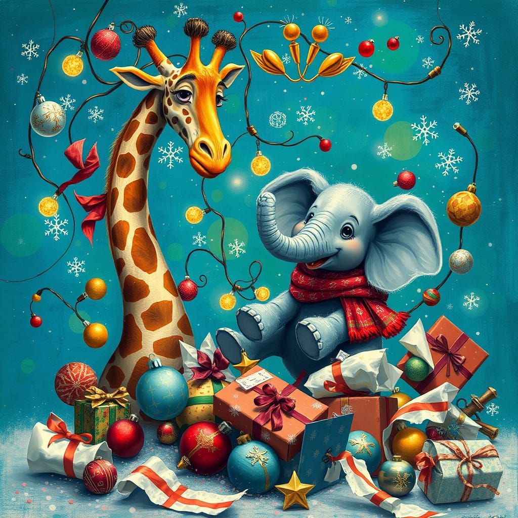 Whimsical Holiday Chaos in Vibrant Colors