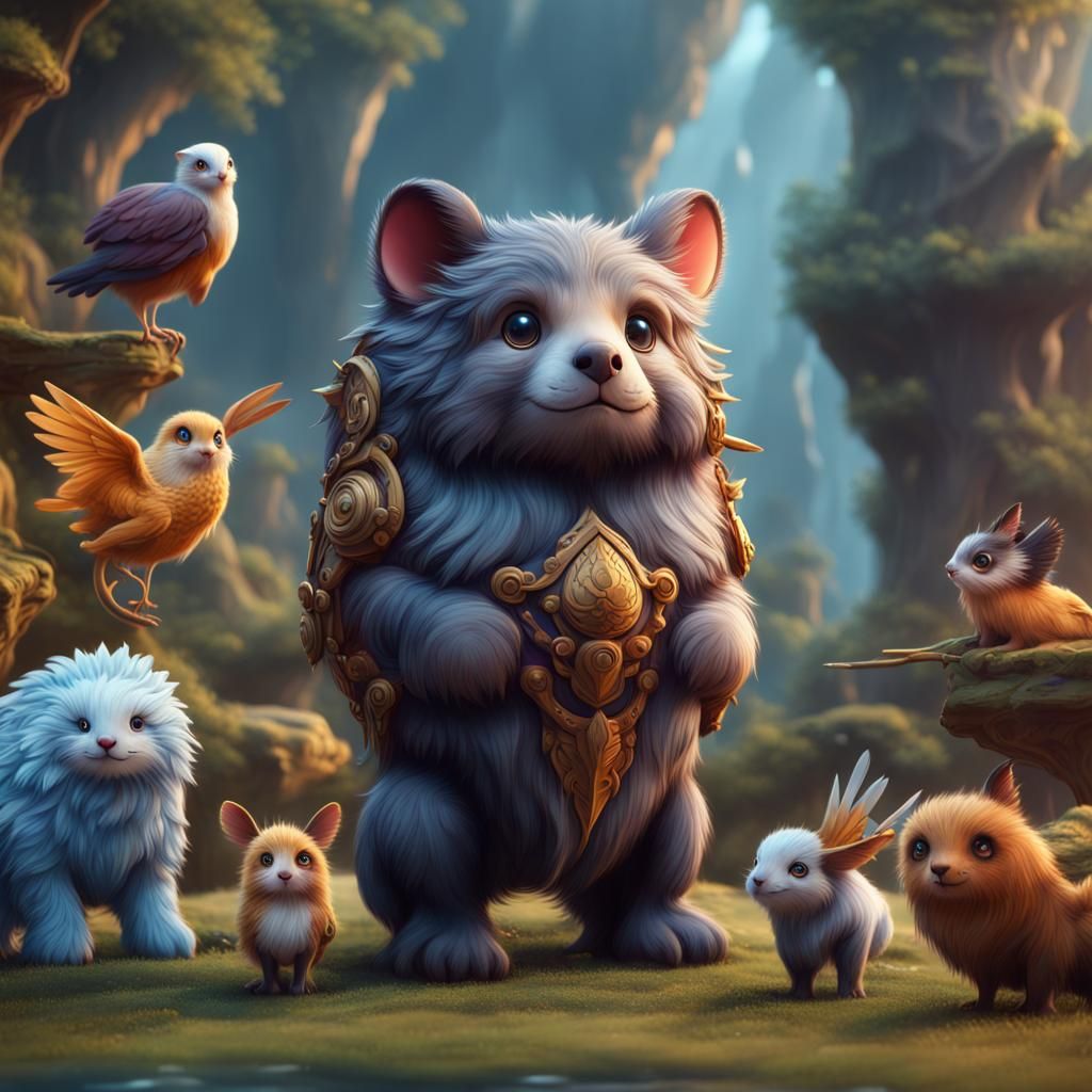 Fantastical Cute Animals in Detailed Matte Painting