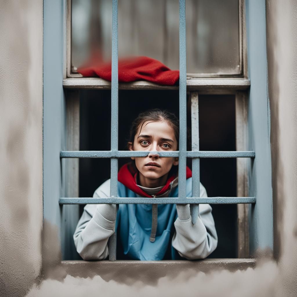 Melancholic Woman in Rainy Alleyway: Cinematic Portrait