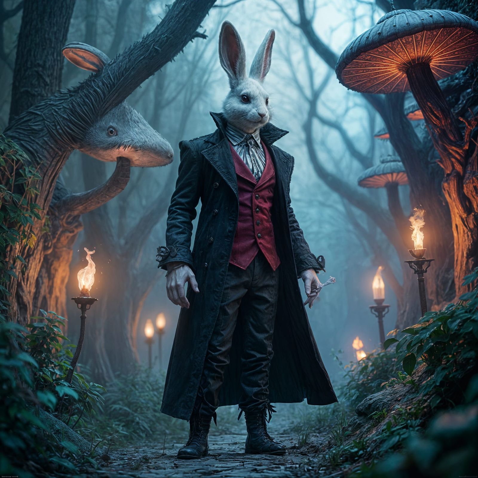 Gothic White Rabbit: Alice in Wonderland Reimagined