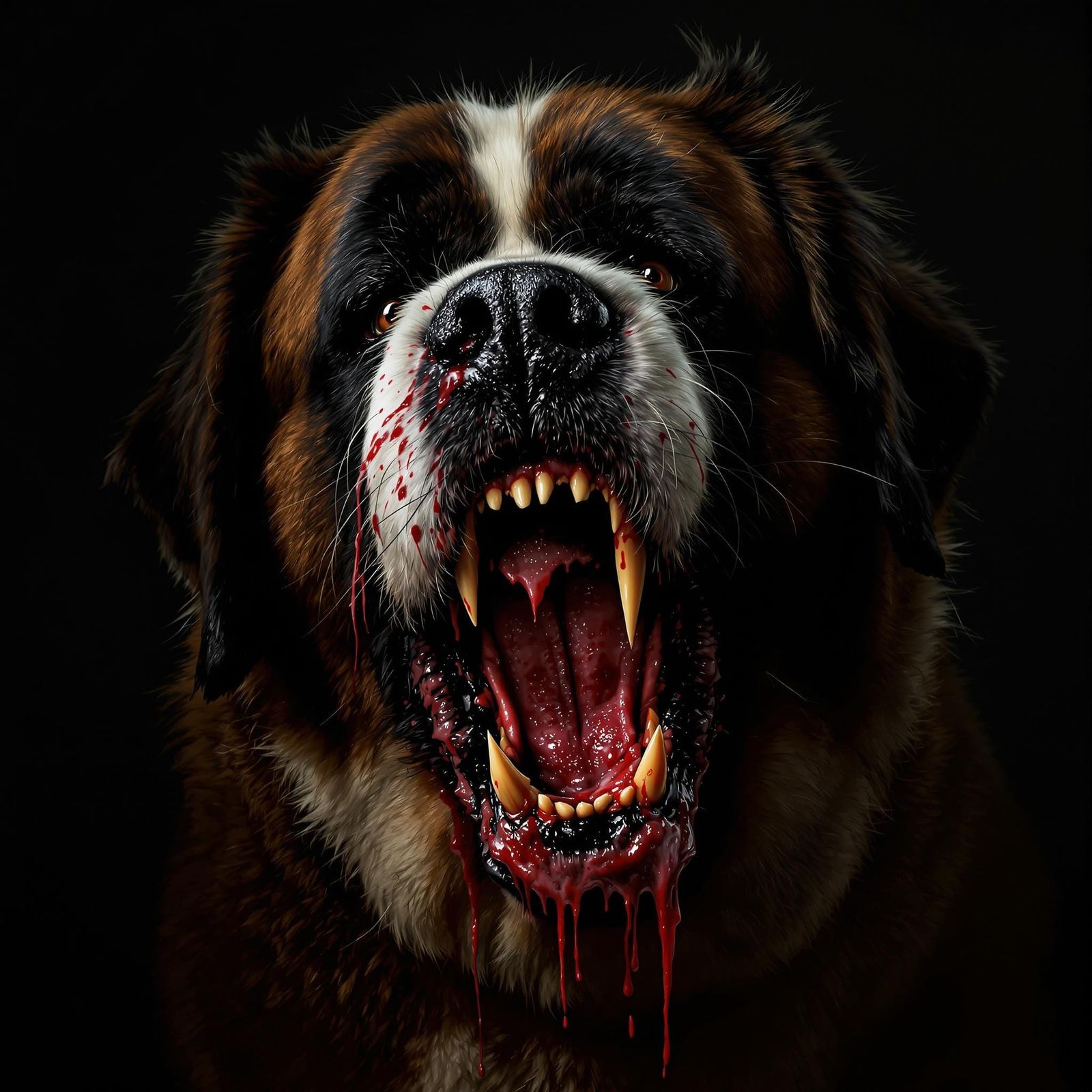 Fierce St. Bernard in Dramatic Chiaroscuro