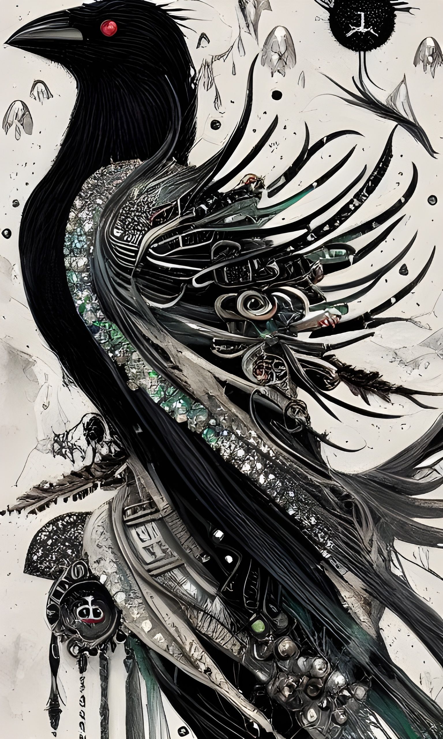 Crow Goddess in Dark Fantasy Illustration Style
