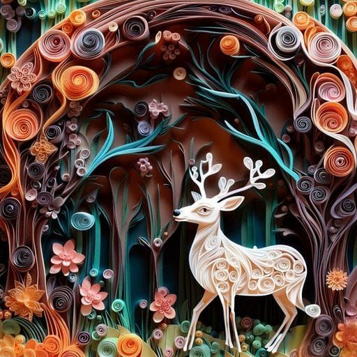 Intricate Paper Quilling Deer Artwork