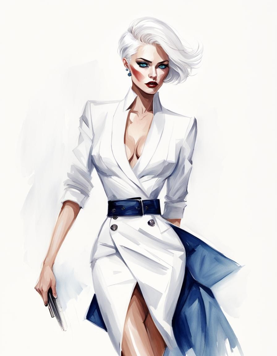 Fashion Illustration of a Dominant Woman with Blue Eyes