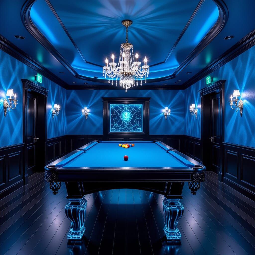 Luxurious Fantasy Billiards Room in Baroque Style