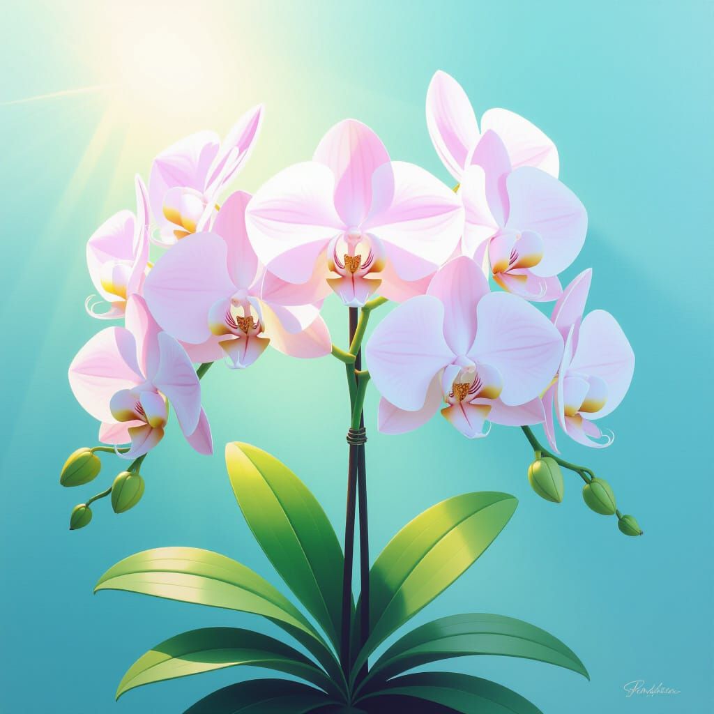 Minimalist Orchid Painting with 40s Glamour and Boho Vibe