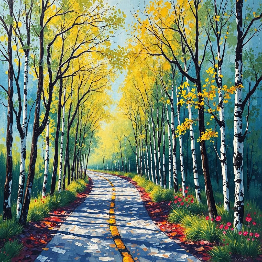 Aspen Ghosts in Neo-Impressionist Oil Painting