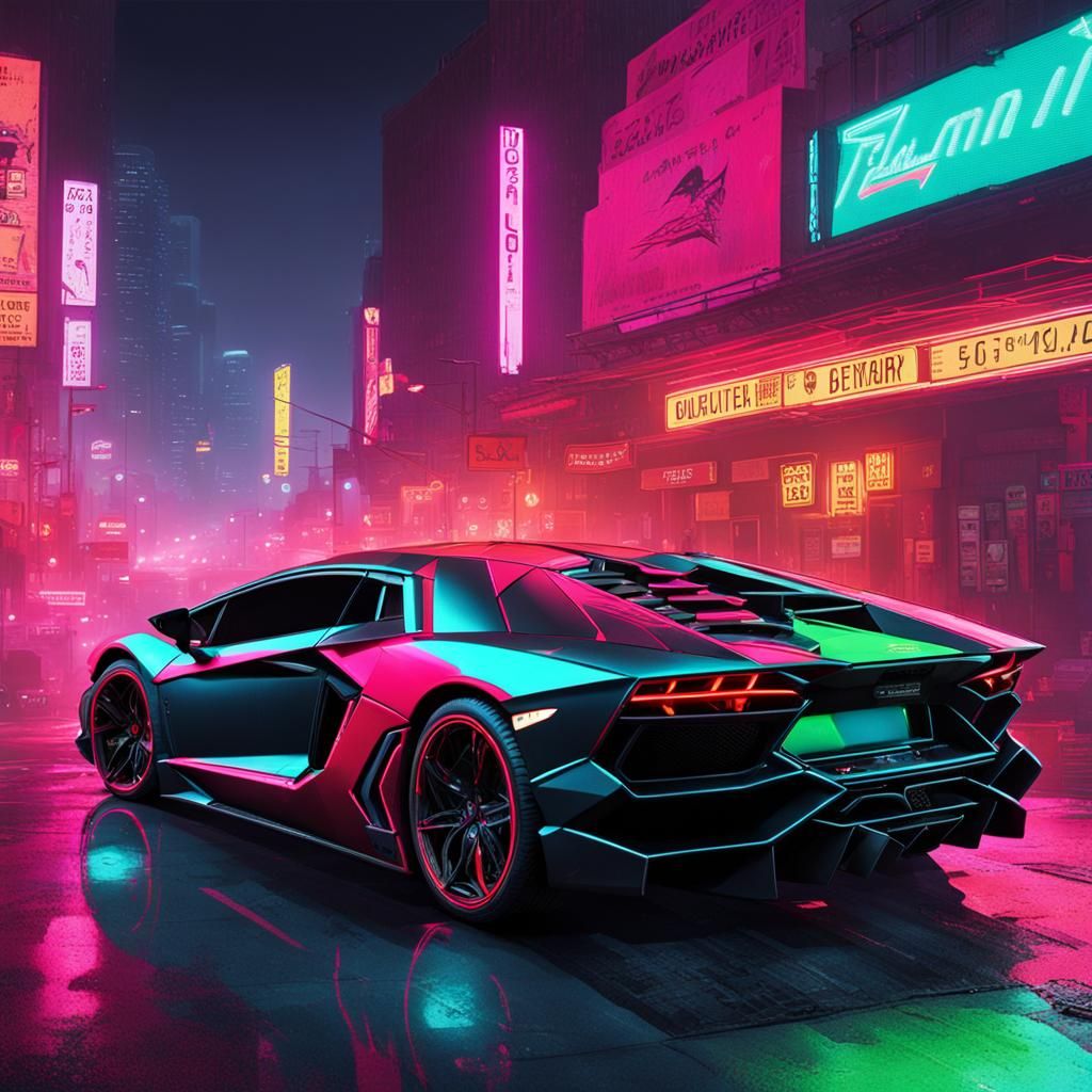 Lamborghini Aventador in Cyberpunk 2099 Style