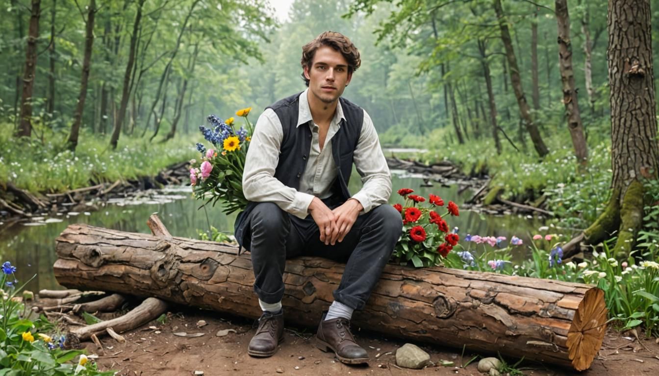 Floral Landscape with Seated Figure, Knab Style