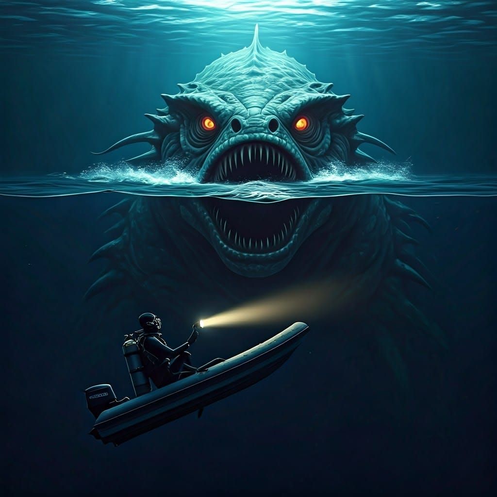 Gargantuan Eldritch Horror Sea Monster Devours Scuba Diver