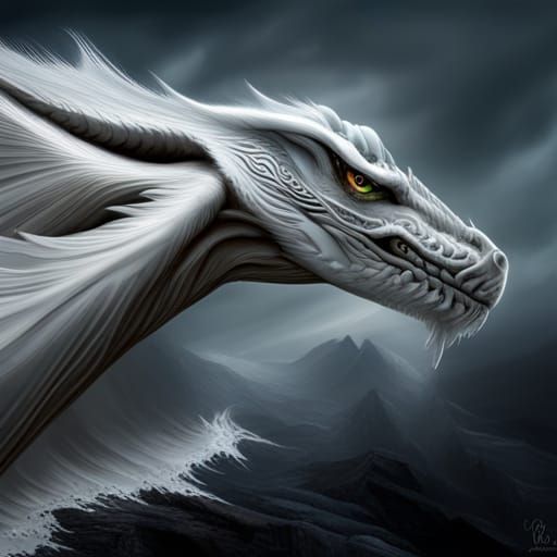 Hyperrealistic White Dragon in High Resolution