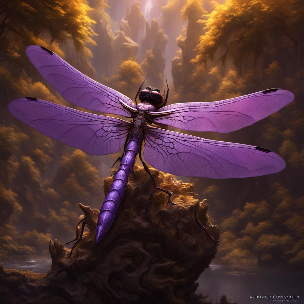 Hyperdetailed Dragon Dragonfly in Dark Fantasy Style