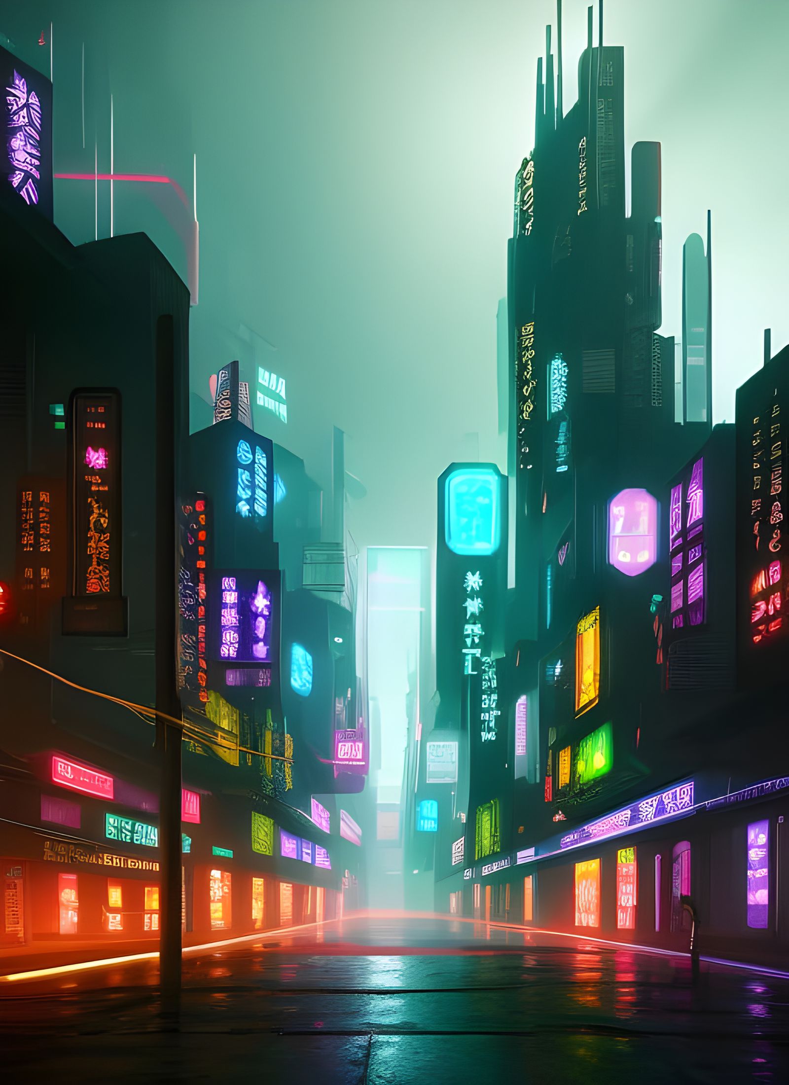 Cyberpunk Fairy Figurine in Neon Cityscape