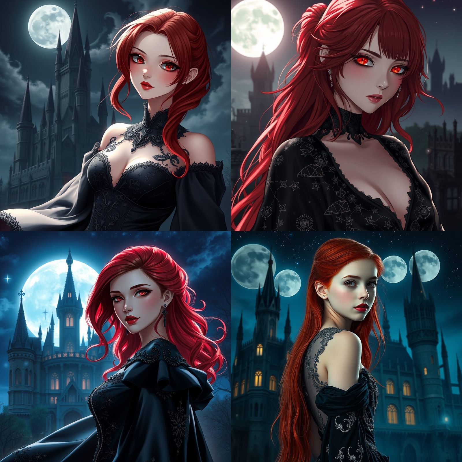 Anime Vampire Girl in Night Sky