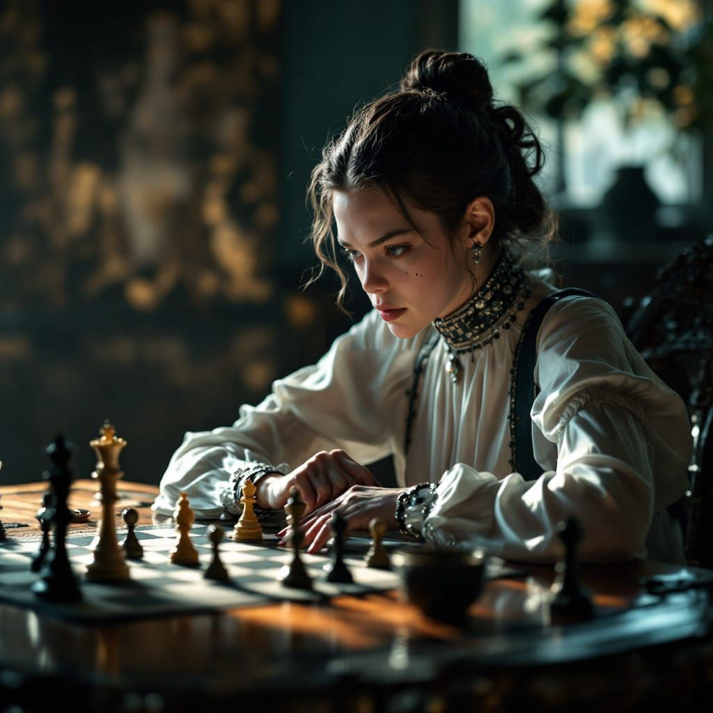 Anya Taylor-Joy in Contemplative Chess Mode