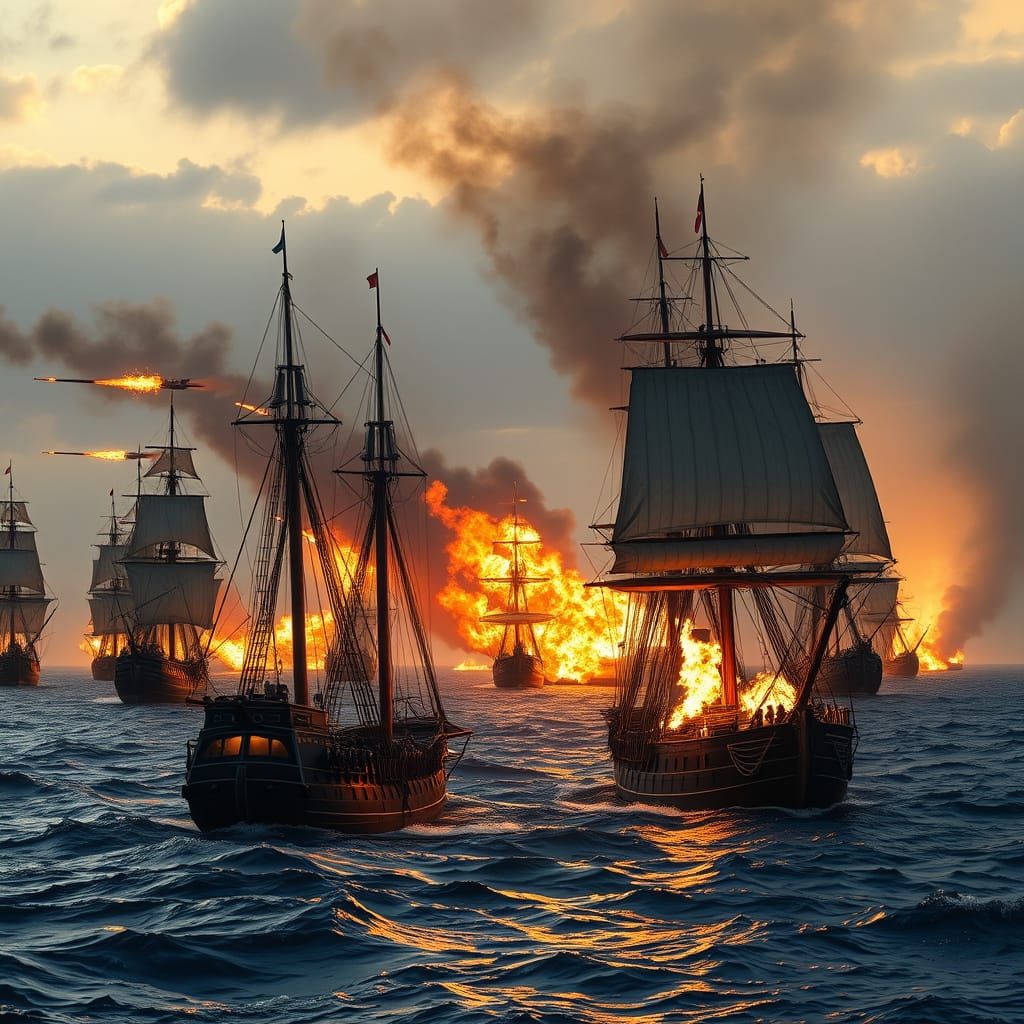 Naval Battle of Sinop: Russian Squadron Engulfed in Flames
