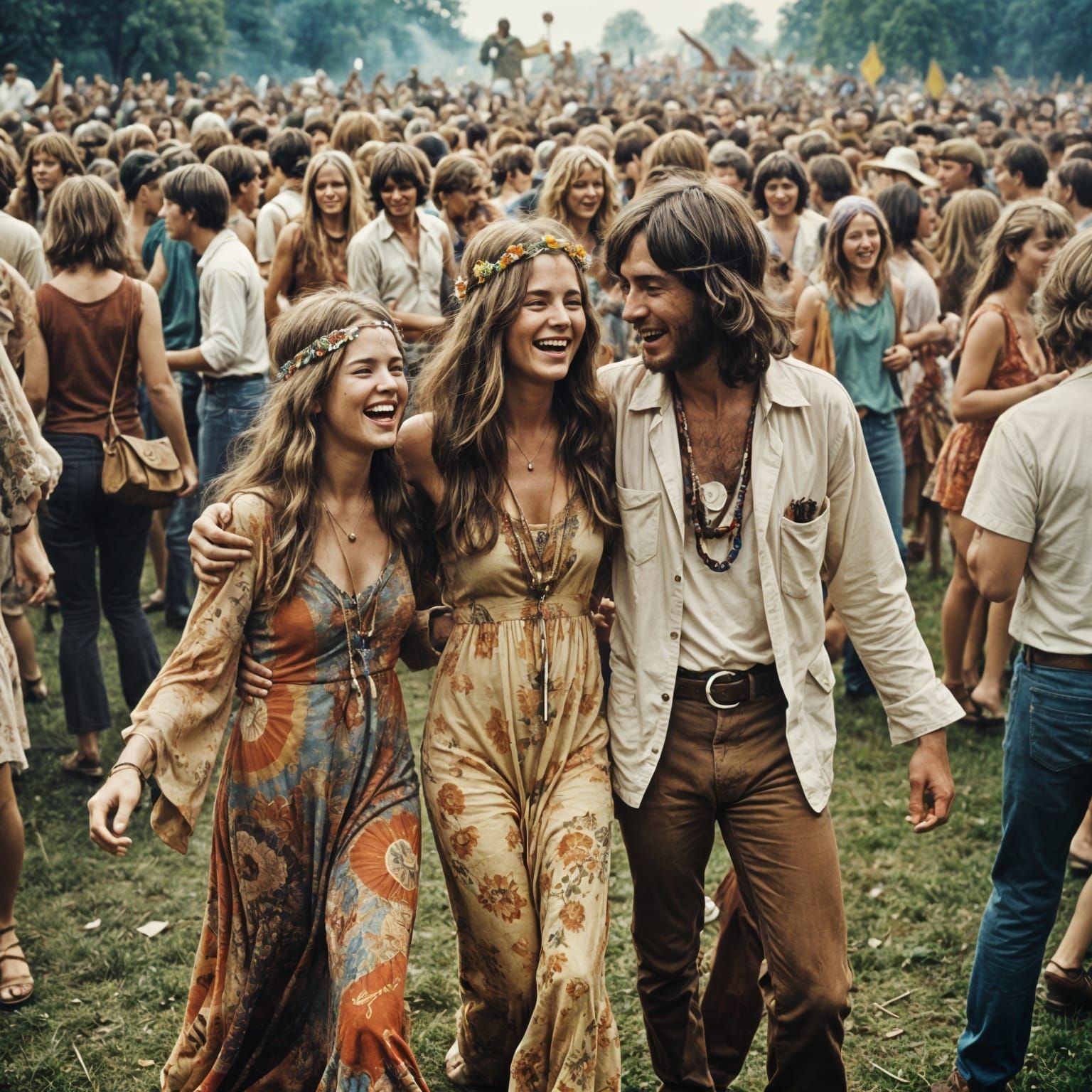 Hippie Couple Dancing at Woodstock: Vintage 60s Photography
