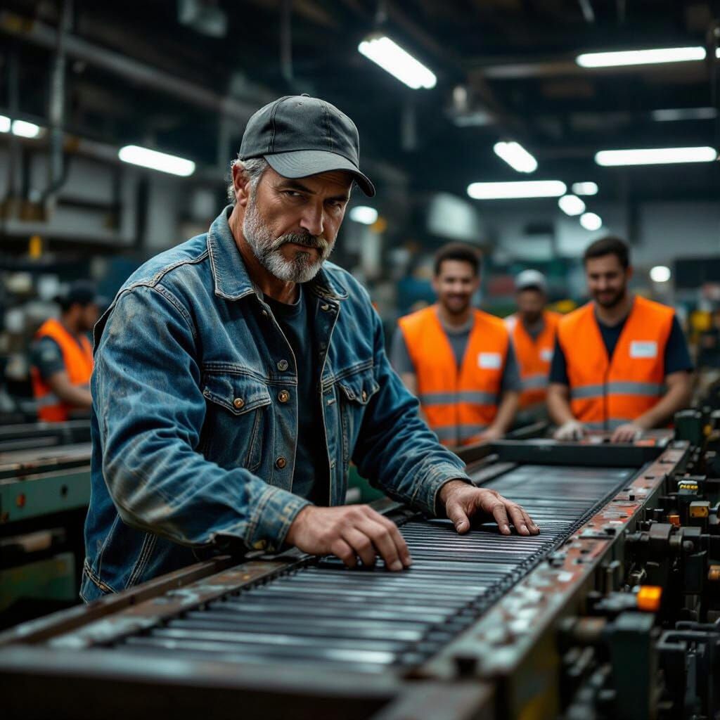 Factory Conveyor Belt Operation in Cinematic Style