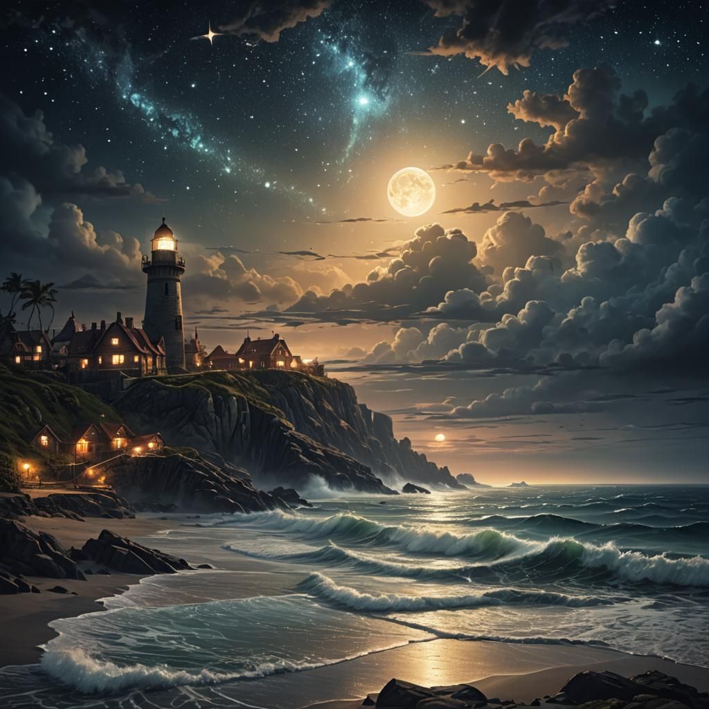 Summer Night Seascape: Fantasy Concept Art
