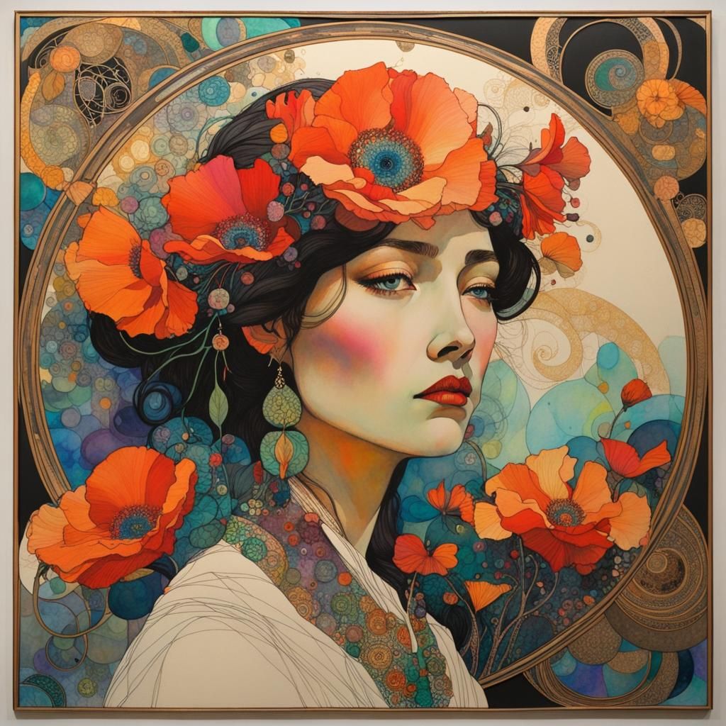 Entangled Arabesque Design in Watercolor and Ink