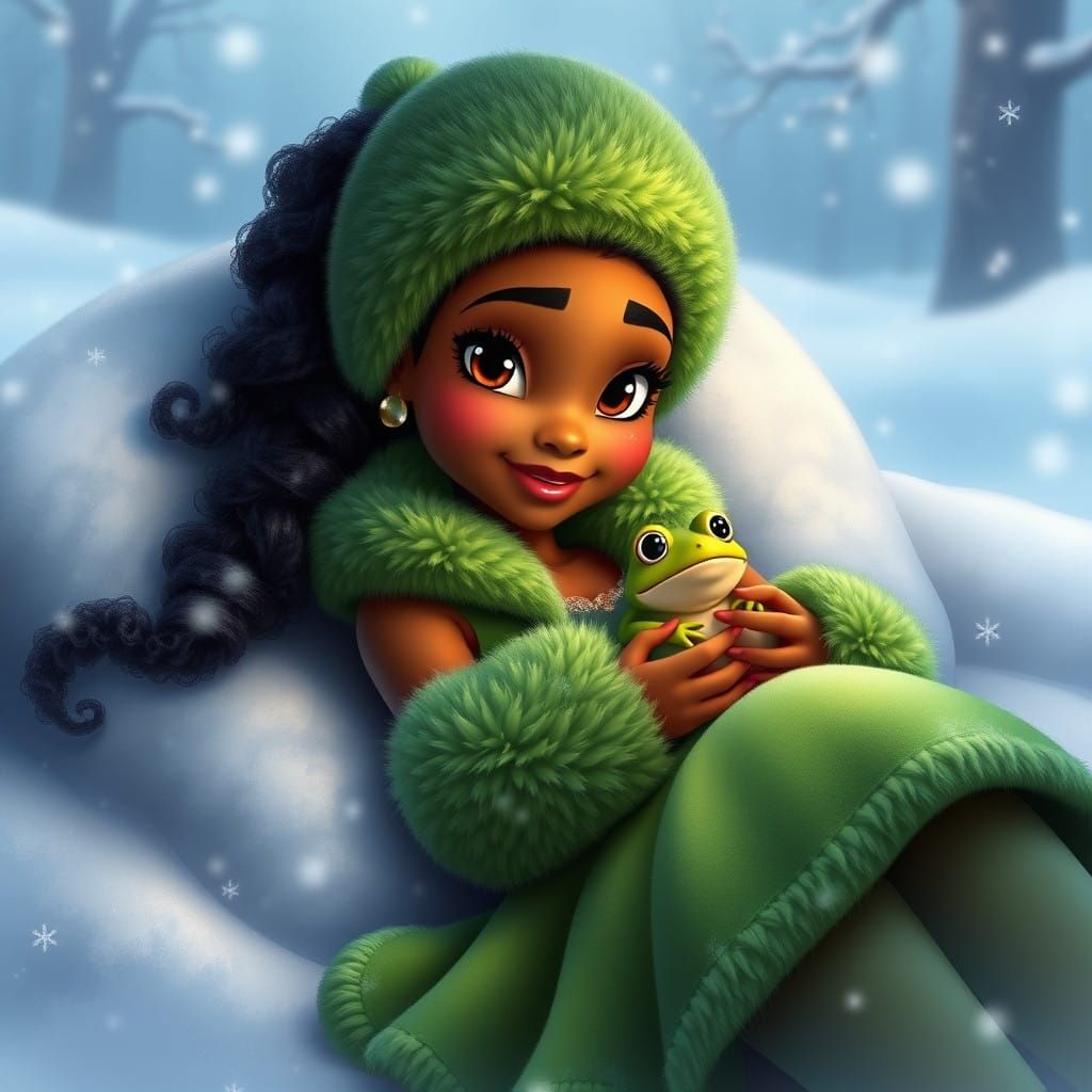 Disney Princess Tiana Surrounded by Winter Wonder