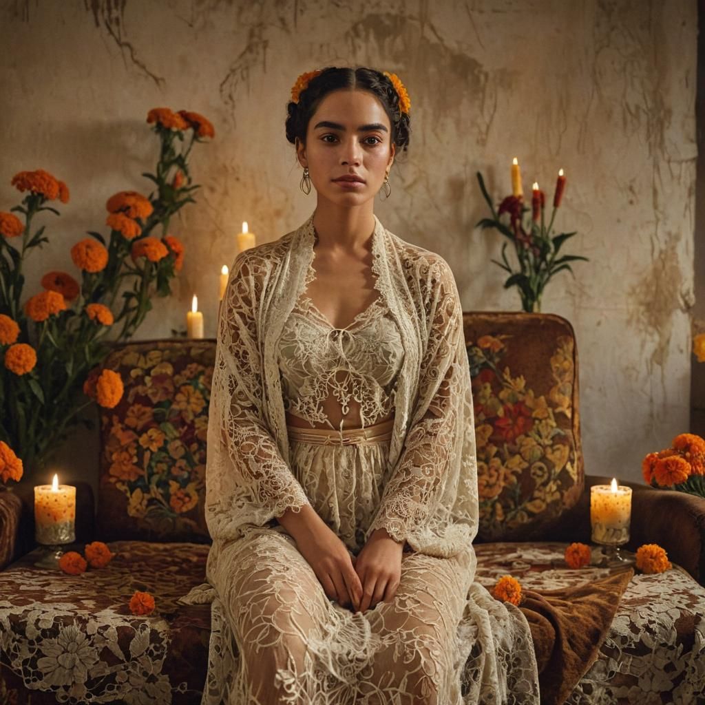 Soulful Woman in Latin American Surrealism Style