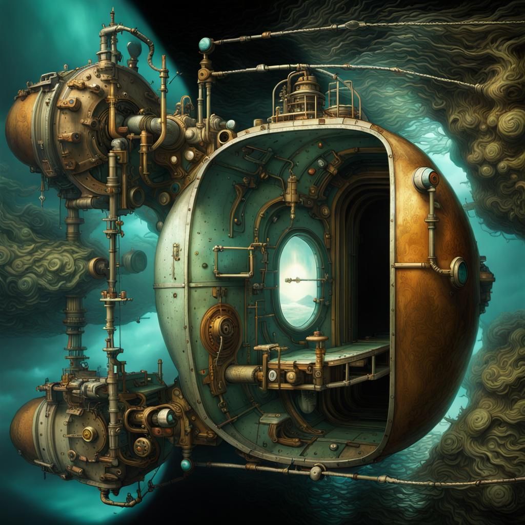Surreal Diving Capsule in Space: Magical Realism