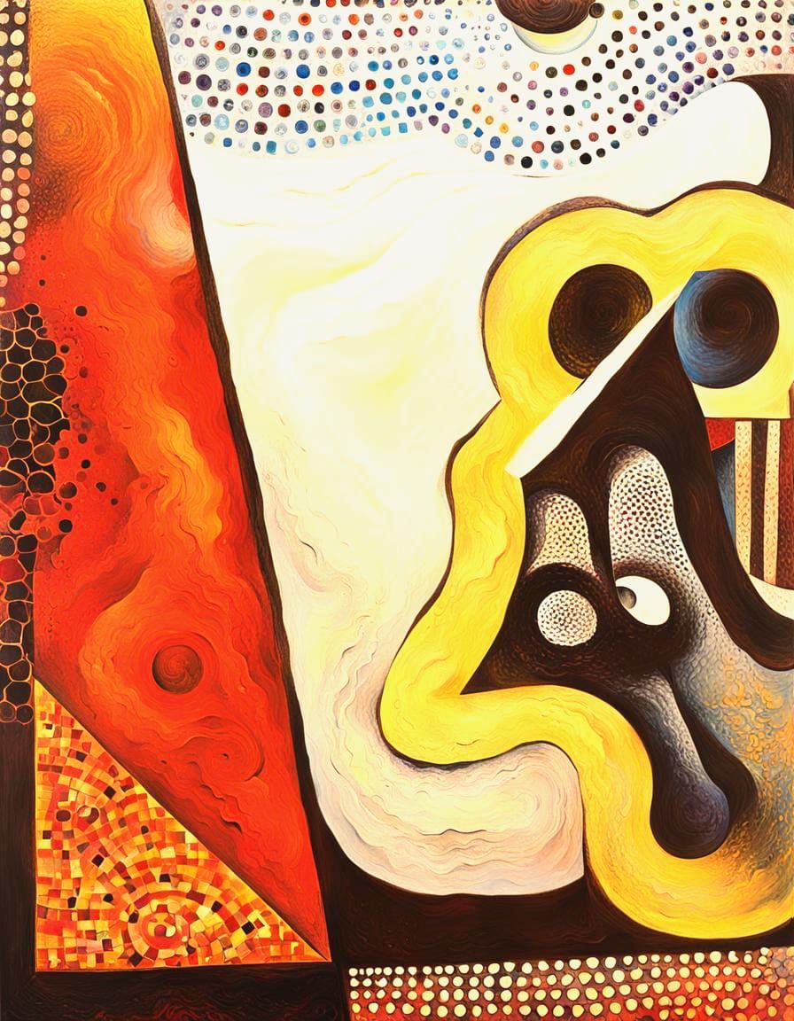 Surreal Mouse Painting in Embossed Structuralist Style