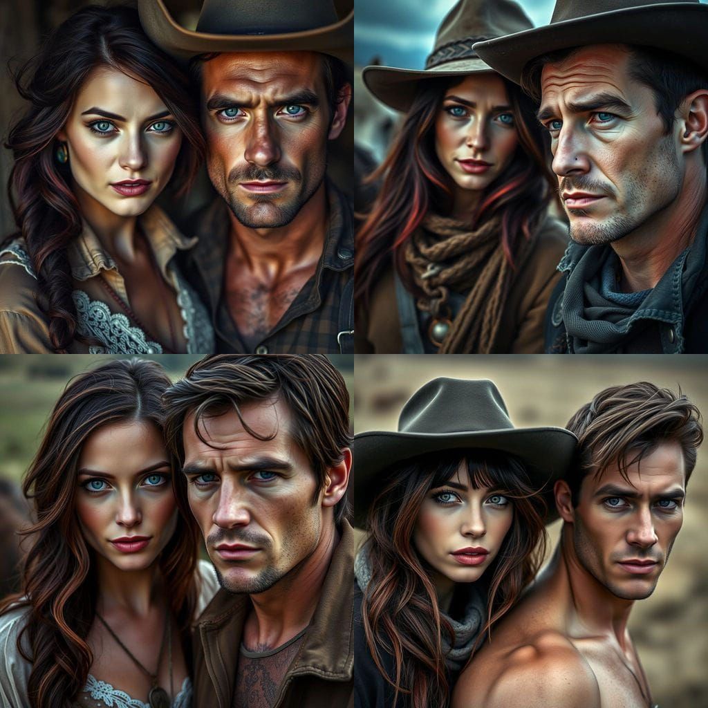 Western Couple Amidst a Moody Ranch Landscape