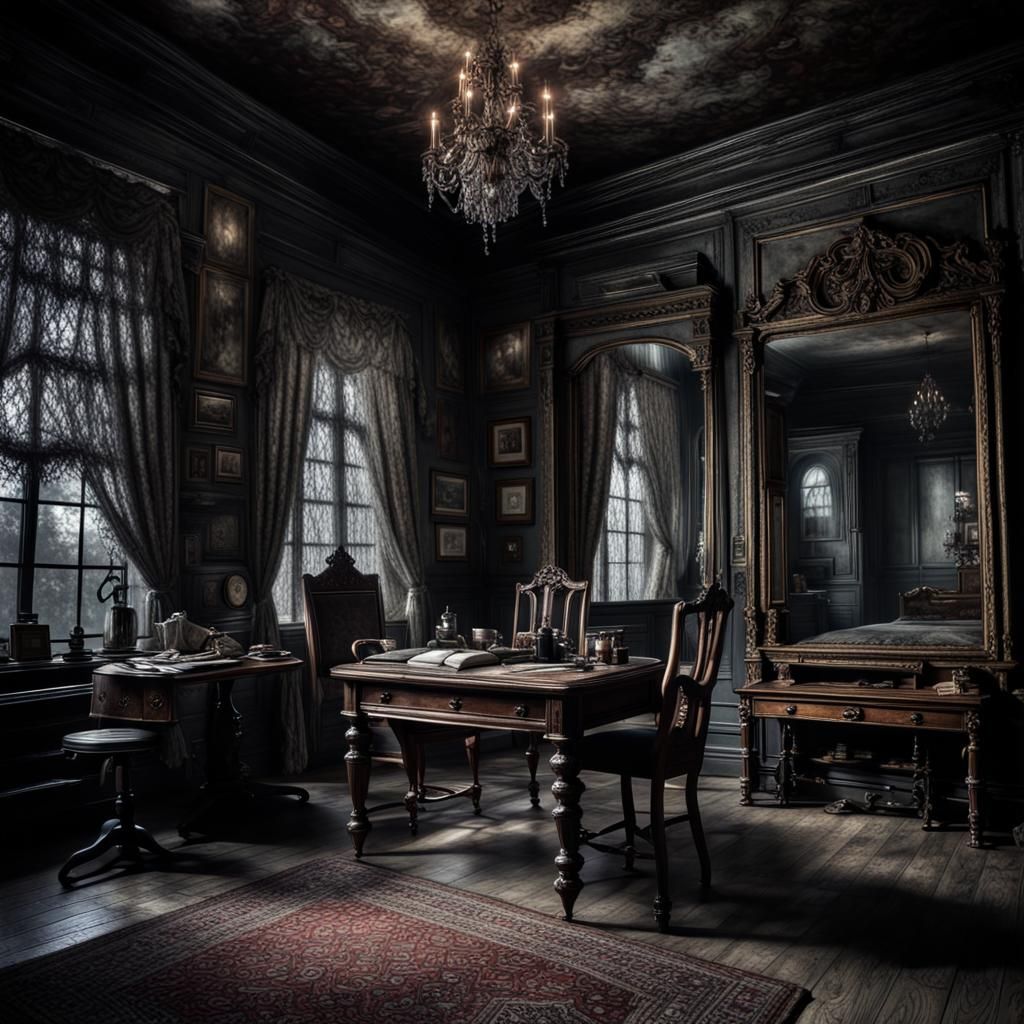 Victorian iPad Portrait: Spooky Hyperrealistic Composition