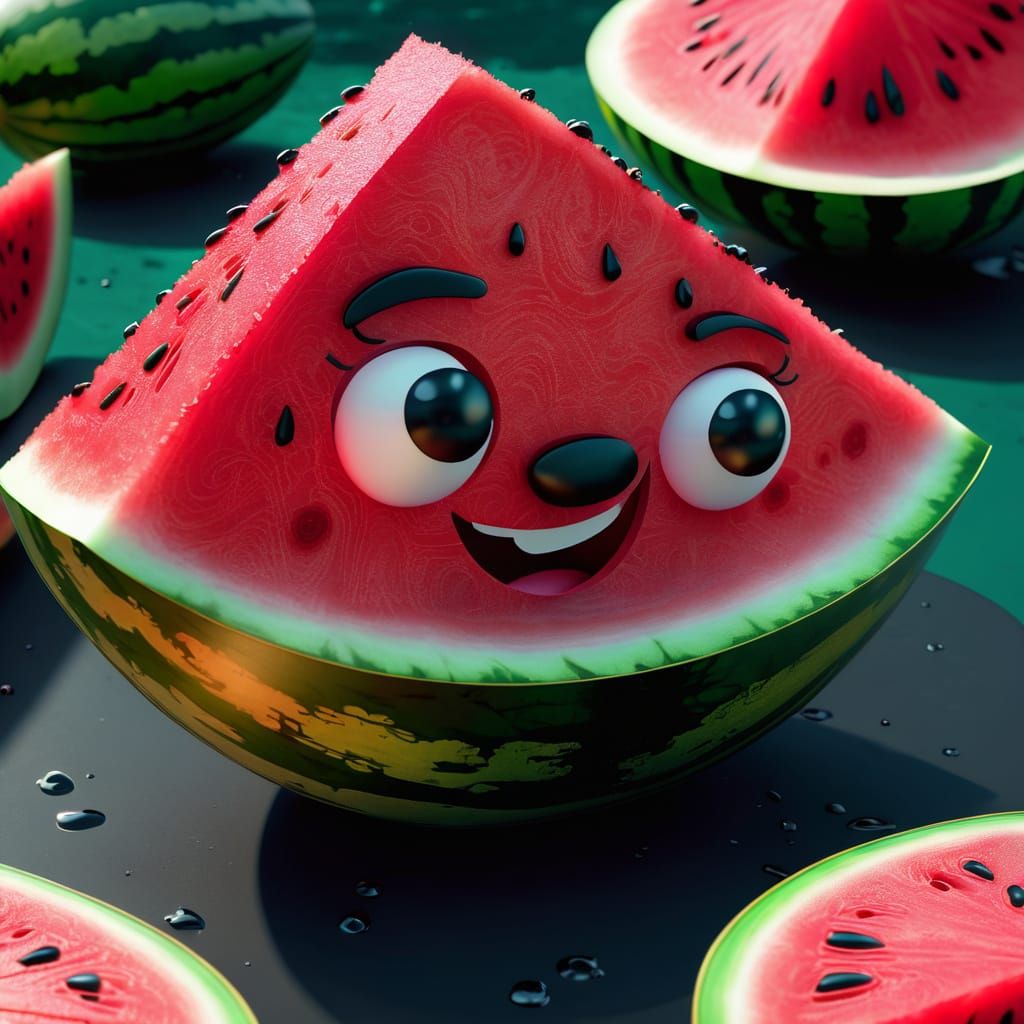 Cheerful Palestinian Watermelon Celebrates Cultural Heritage