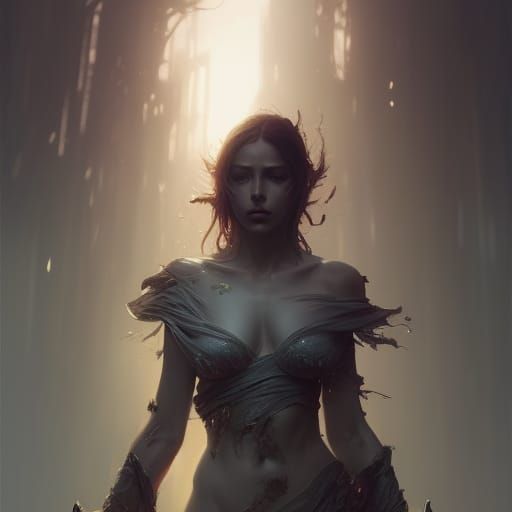 Hyperdetailed Monster Girl Portrait in Dark Fantasy Style