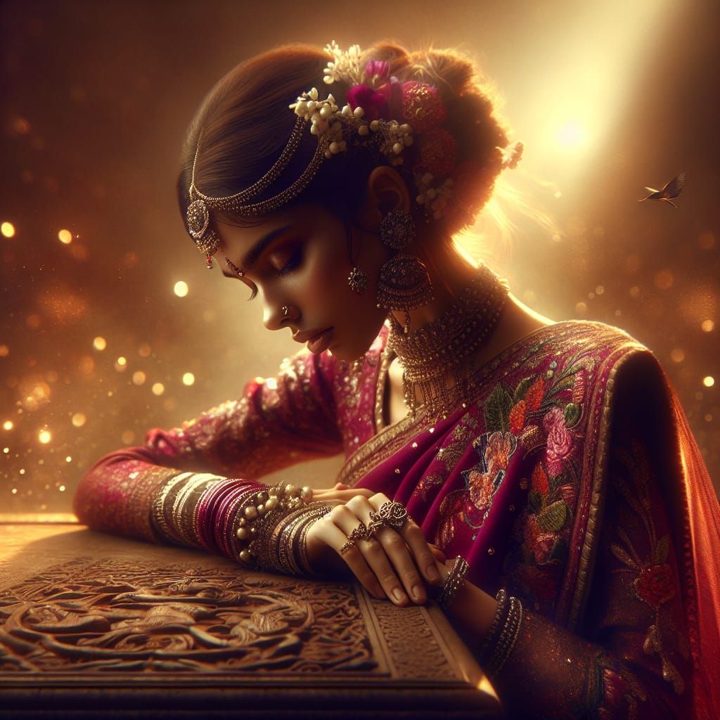 Serene Indian Woman in Traditional Attire