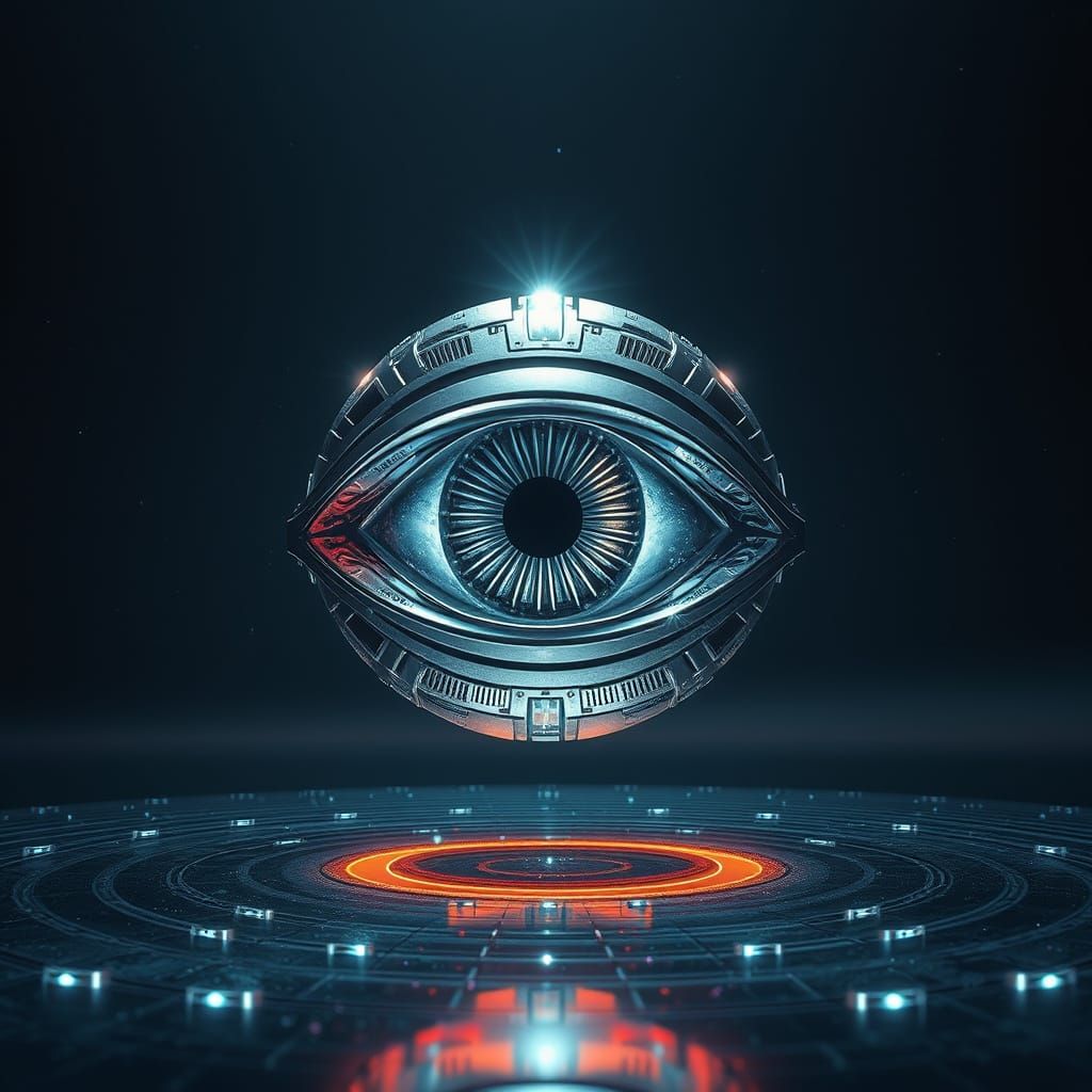 Cosmic Eye in Rhythmic Void: A Futuristic Masterpiece