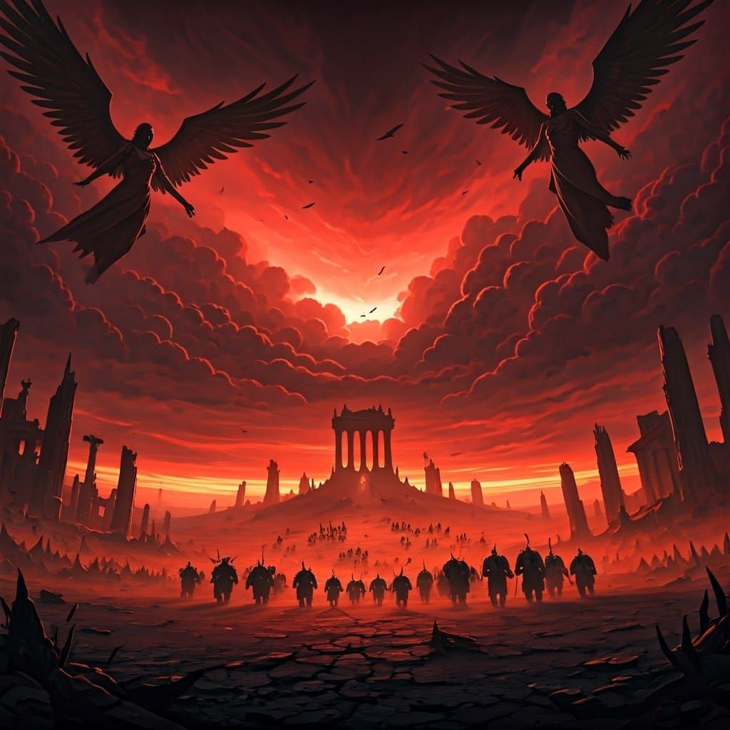 Barren Steppe Under Crimson Twilight